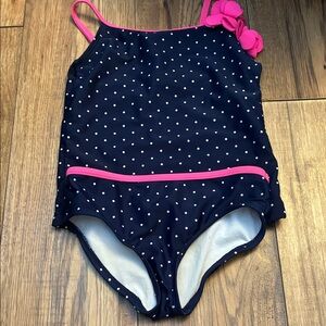Polka Dot Kids Swimwear with Pink Accents